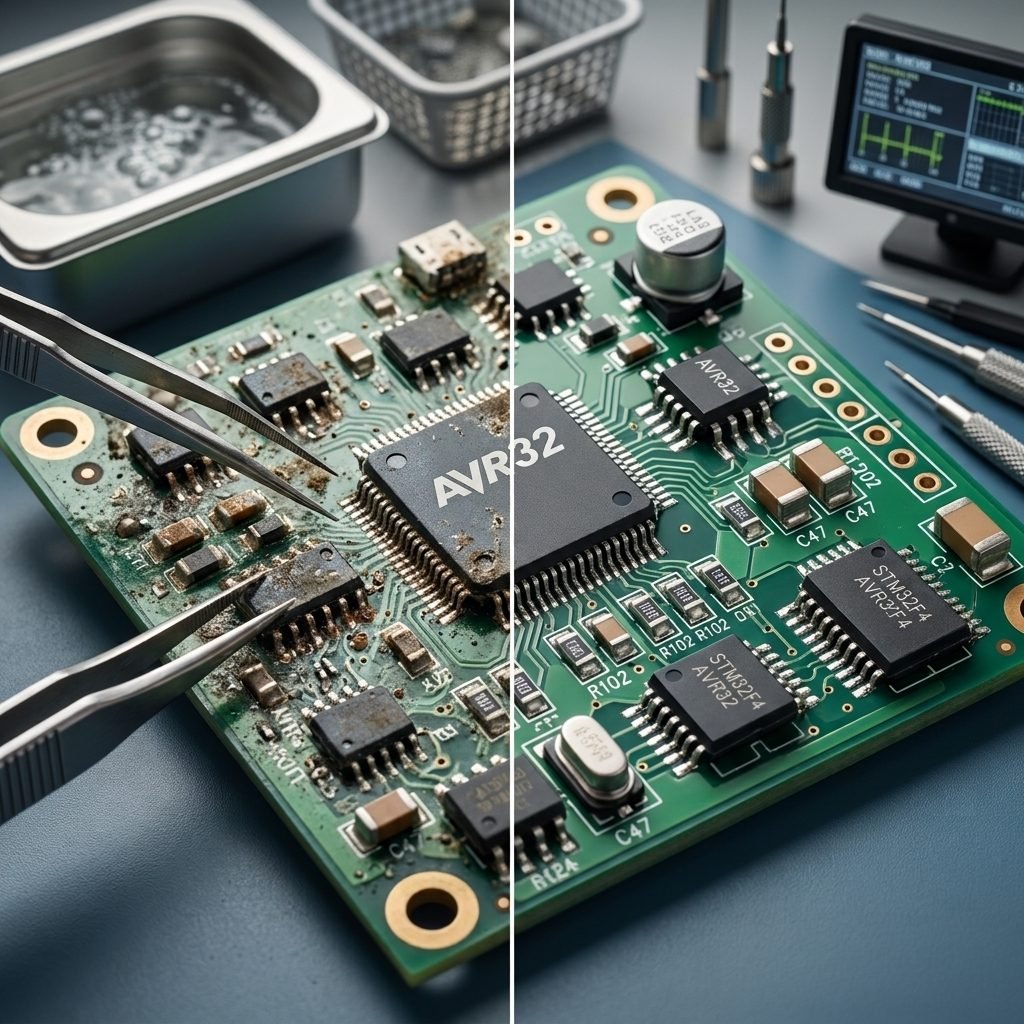 Elektronikplatine und Ultraschallreiniger für die Reinigung von Elektronik
