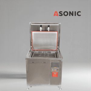 ASONIC IND-2000 Pneumatisches Hochleistungs-Ultraschall-Reinigungssystem mit automatischem pneumatischen Lift für große Werkzeuge und Maschinen.