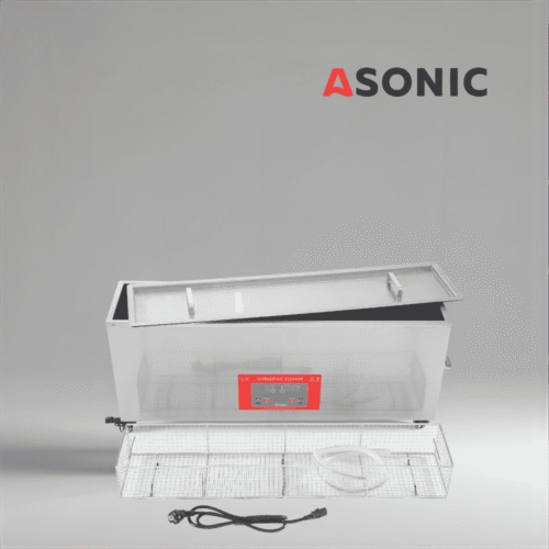 ASONIC IND-300XL Hochleistungs-Ultraschallbad mit robuster Konstruktion für industrielle und labortechnische Reinigungsaufgaben.