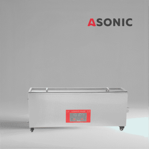 ASONIC 30L Industrie-Ultraschallreiniger mit geschlossenem Edelstahldeckel für schwere professionelle Reinigungsaufgaben.