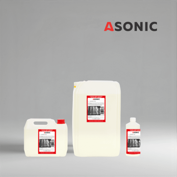 ASONIC AS-METALECO umweltfreundliches Ultraschall-Reinigungsmittel in 1L, 5L und 25L Kanistern.