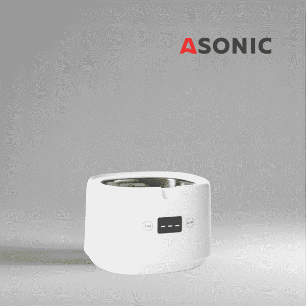 ASONIC HOME-dent Ultraschallbad aus Edelstahl, kompakt und praktisch für den zahnmedizinischen und häuslichen Gebrauch.