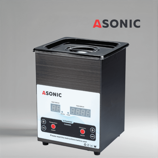 ASONIC MED 2L Ultraschallreiniger mit Deckel - Medical Series Schwarzes ASONIC MED 2L Ultraschallreinigungsgerät mit geschlossenem Deckel für die Reinigung von medizinischen und Laborinstrumenten
