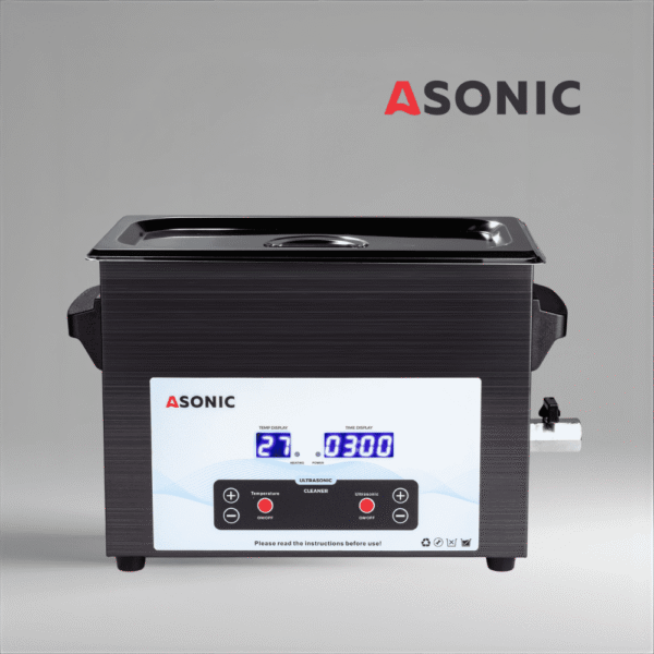 ASONIC MED 5L Ultraschallreiniger in schwarz mit geschlossenem Deckel für den professionellen medizinischen Einsatz