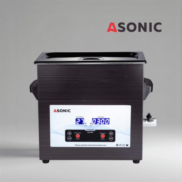 ASONIC MED 7L Ultraschallreiniger mit Deckel - Medical Series ASONIC MED 7L schwarzes Ultraschallreinigungsgerät mit geschlossenem Deckel für zahnmedizinische und medizinische Anwendungen