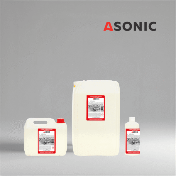 ASONIC AS-METAL - Ultraschallreiniger für Metallteile ASONIC AS-METAL Reinigungsmittel in 1L, 5L und 25L Kanistern für die Reinigung von Stahl und industriellen Metallteilen.