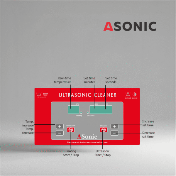 ASONIC PRO-30-40kHz-5 ASONIC PRO-30 Ultraschallreinigungsgerät, mittelgroßes 40kHz Gerät für Schmuck, Brillen und kleine Haushaltsgeräte.