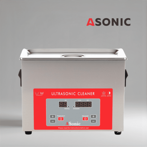 ASONIC PRO 5L Ultraschallreiniger mit Deckel - Semi-Professionell ASONIC PRO 5L Edelstahl-Ultraschallreiniger mit geschlossenem Deckel für Präzisionsreinigungsaufgaben.