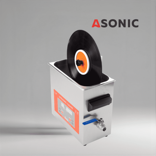ASONIC Vinyl Cleaner-02 Reinigungslösung, kompakte Flasche für die Ultraschallreinigung von Vinylplatten.