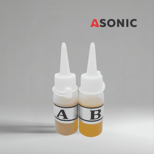 ASONIC Glue-AB, Zweikomponentenkleber für die sichere Befestigung von Ultraschallschwingern an Reinigungswannen.
