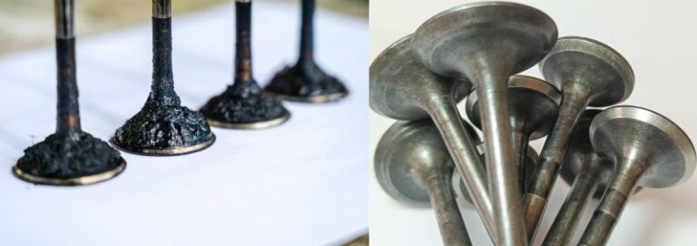 Mehrere kleine Metallstäbchen vor und nach der Ultraschallreinigung