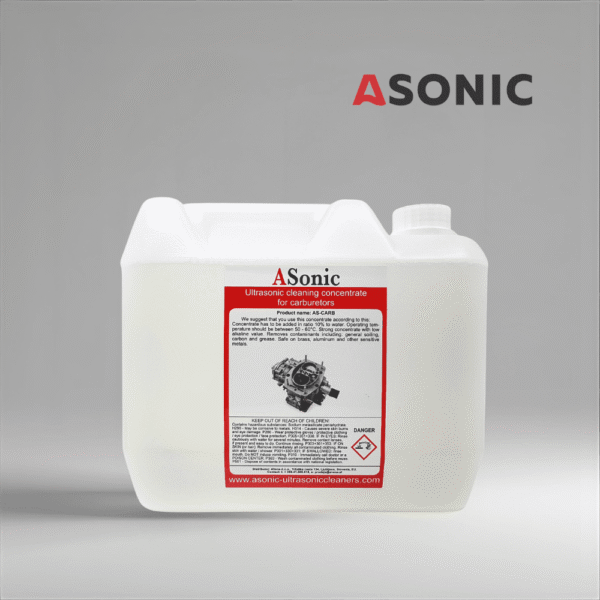 ASONIC AS-CARB-5 Ultraschall-Vergaserreiniger, 5L starke Lösung für Einspritzdüsen, Motoren und Autoteile