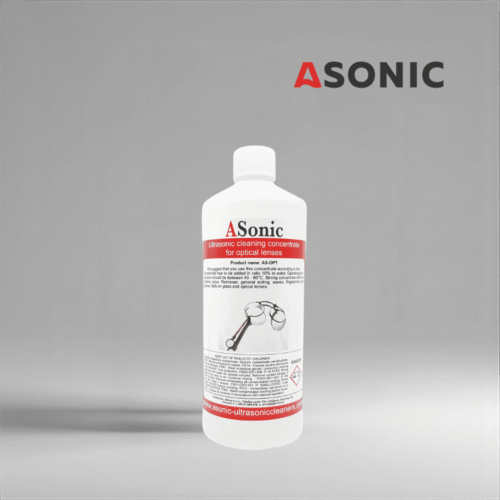 ASONIC AS-OPT-1 optische Ultraschallreinigungslösung, 1L Flasche für die sichere Reinigung von Linsen, Brillen und optischen Geräten.