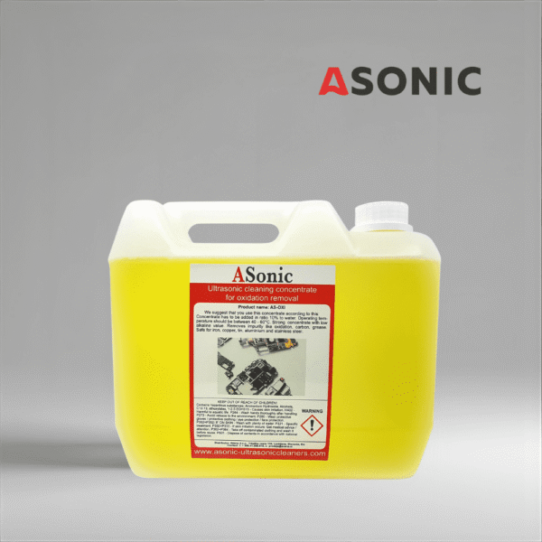 ASonic-OXI-5 ASONIC AS-OXI-5 Ultraschall-Oxidationsentferner, 5L Reinigungslösung für Metalle, Schmuck und Werkzeuge mit Oxidschichten.