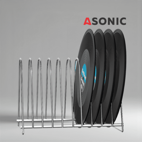 ASONIC Schallplattentrockenständer für 10 LPs, kompakter Halter zum sicheren Lufttrocknen von Schallplatten nach der Ultraschallreinigung.