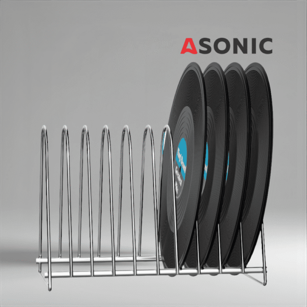 ASONIC Schallplattentrockenständer für 10 LPs, kompakter Halter zum sicheren Lufttrocknen von Schallplatten nach der Ultraschallreinigung.
